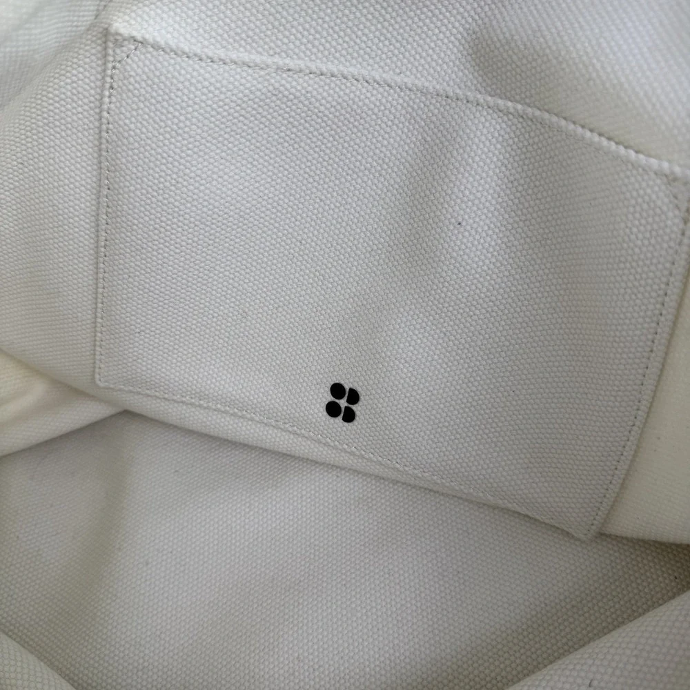 Sweaty Betty London Essentials Canvas Tote Bag White Black Logo Large Cotton